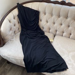 Jessica Vintage One Shoulder Black Beaded Dress